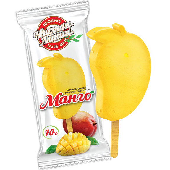 0859 Эскимо с пюре манго и кусочками манго 70гр. (*20шт.)