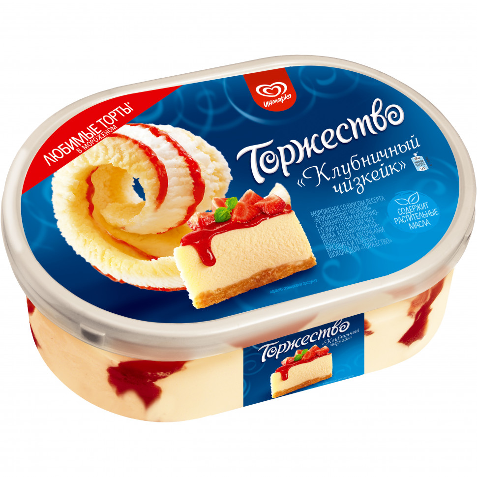 Торжество "Клубничный чизкейк" Контейнер 430гр. (*6шт.)